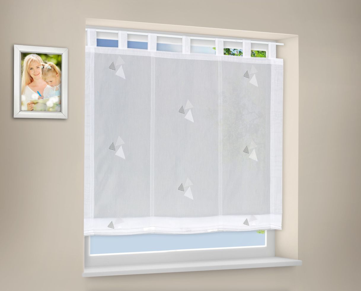 Schlaufenrollo weiß-anthrazit, 140 x 170 cm