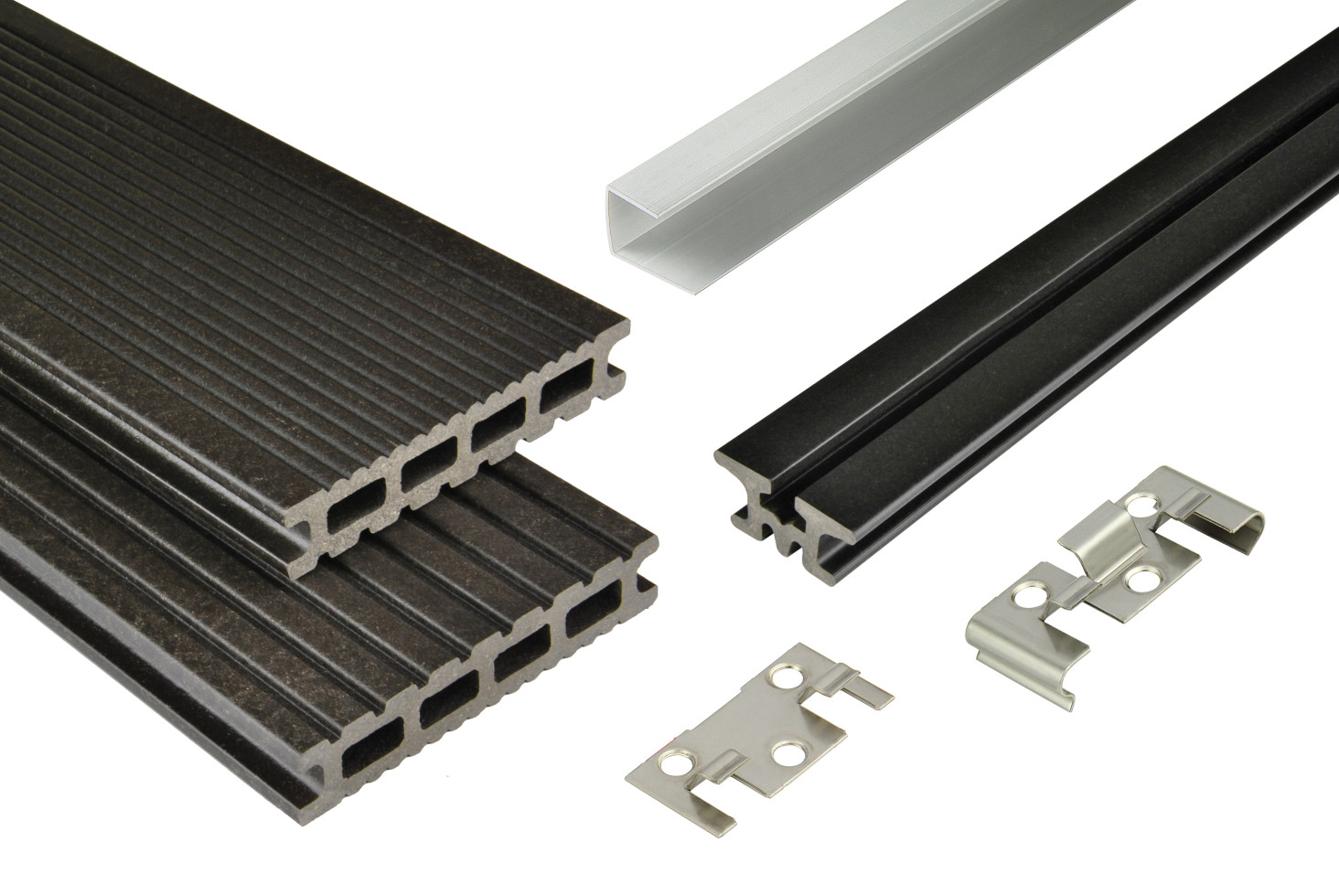 Kovalex WPC-Terrassendielen Kompett-Set anthrazit mattiert