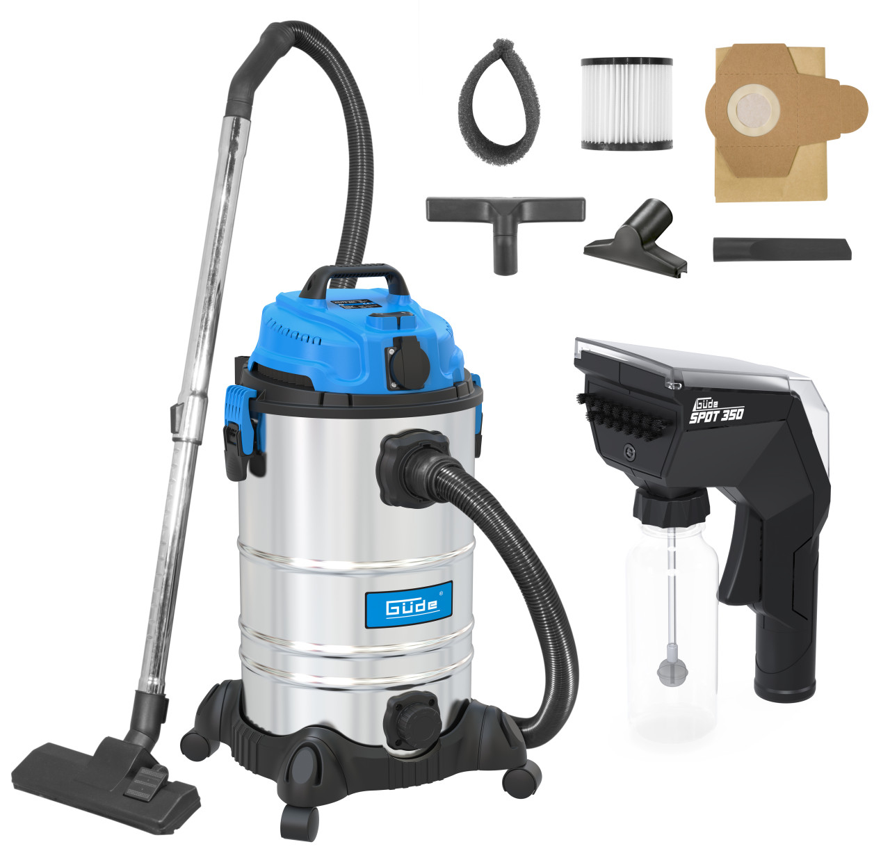 Güde Nass-Trockensauger Set GNTS 30L mit Spot 350 230 V 1,6 kW