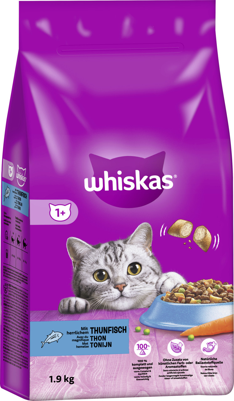 Whiskas Trockenfutter Adult 1+ mit Thunfisch 1,9 kg