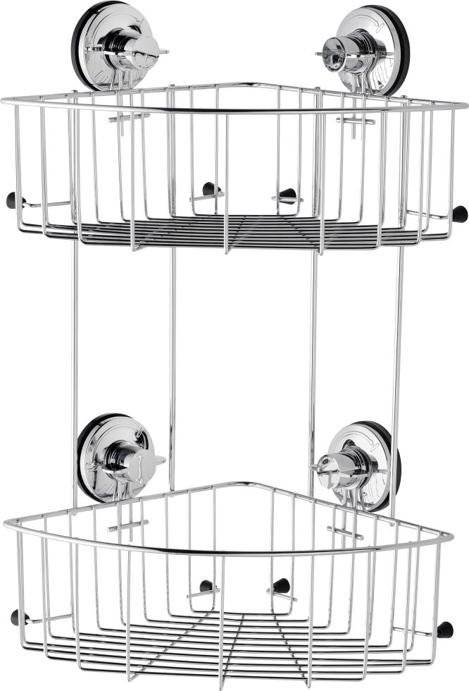 Primaster Eck-Duschkorb Octopus Edelstahl 2 Ablagen chrom ohne Bohren