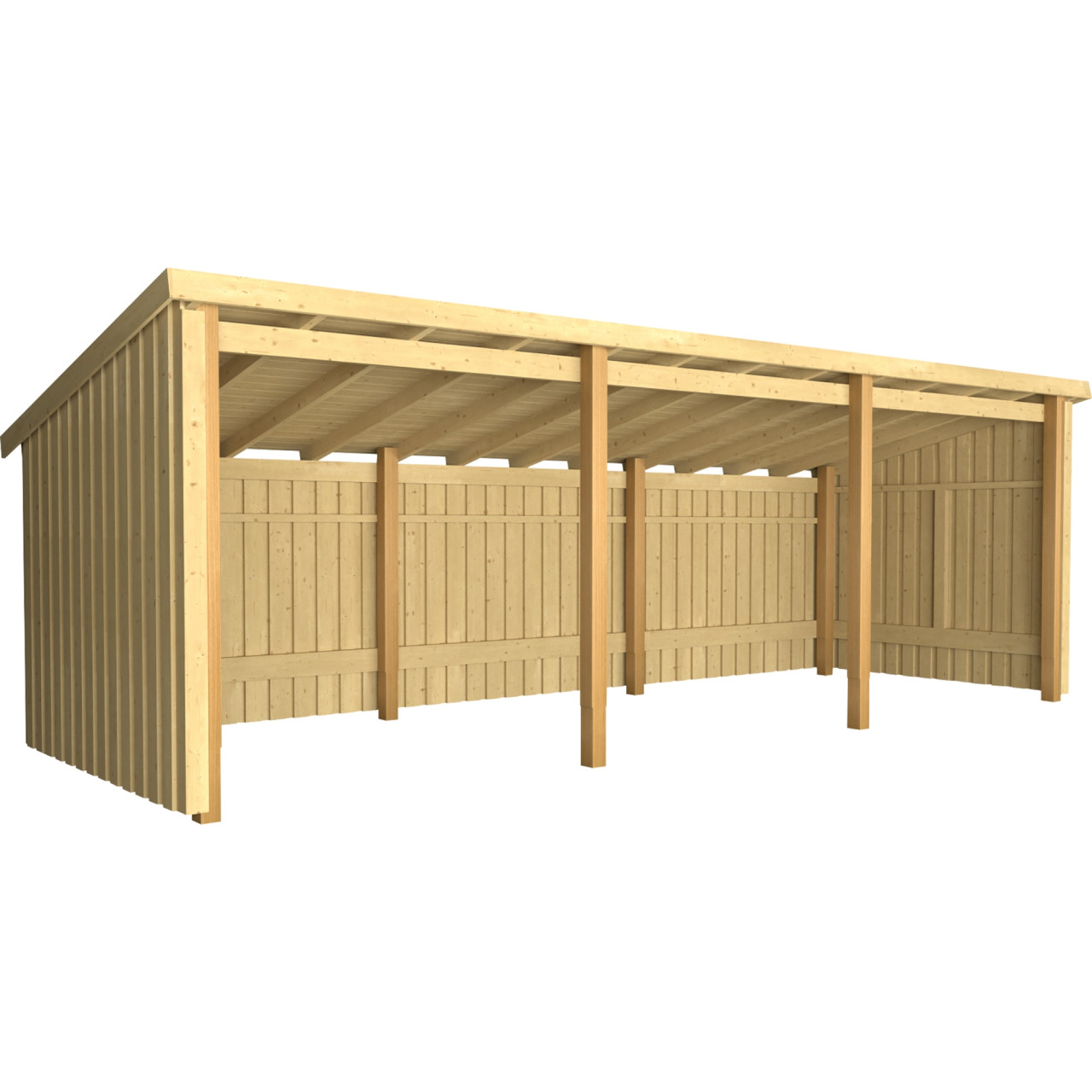 Plus Gartenhaus Nordic Multi 619 x 208 cm natur offen mit Dachpappe