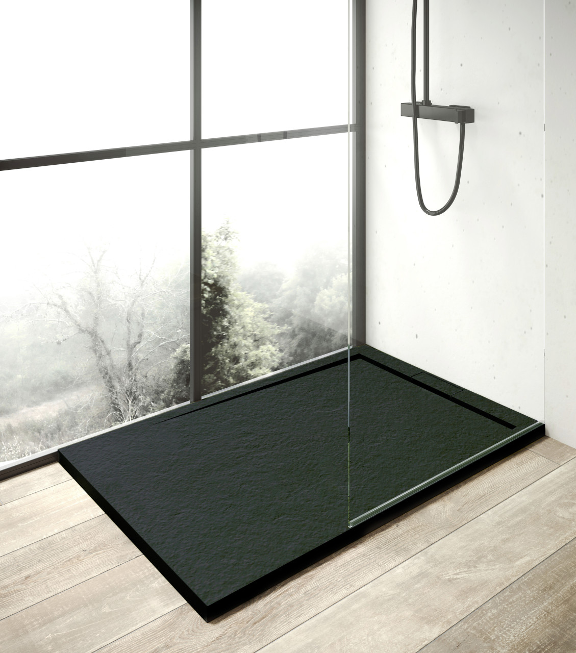 Mineralgussduschwanne Zona 120 x 80 cm, anthrazit, ohne Ablaufgarnitur, ohne Füsse