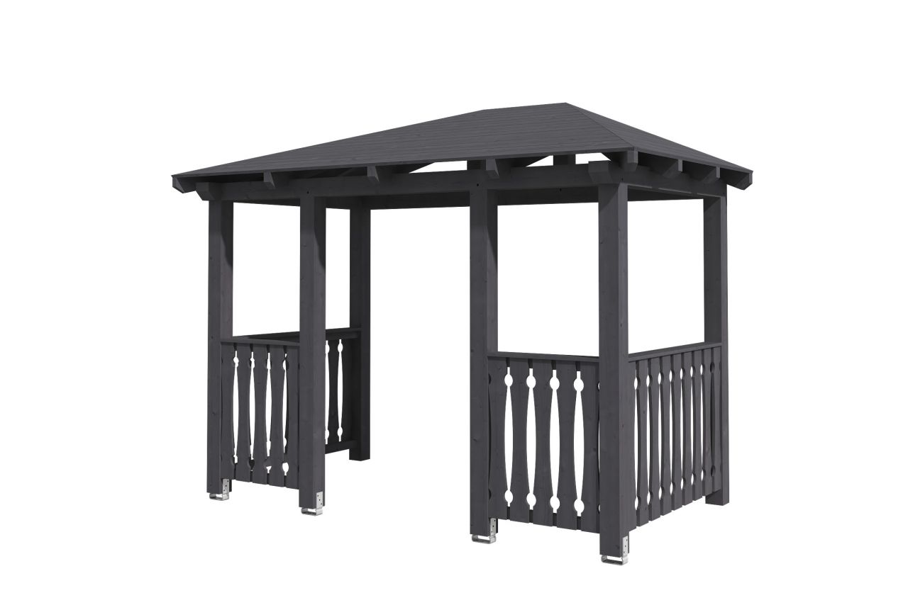 SKAN HOLZ Vordach Wismar Typ 8 351 x 187 cm, lasiert in Schiefergrau