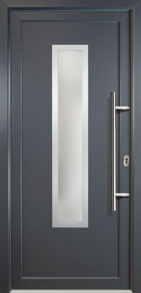 Meeth Haustür Signum PVC Exclusiv PVC Modell 32 88 x 200 cm, DIN rechts, weiß/titan