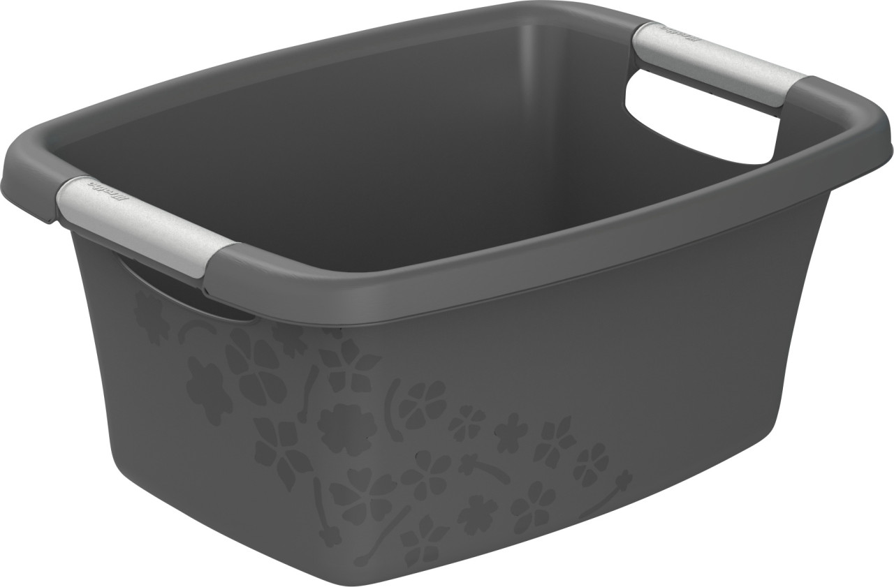 Rotho Wäschewanne Flowers 12 L anthrazit 39,5 x 29,4 x 17,5 cm (L x B x H)