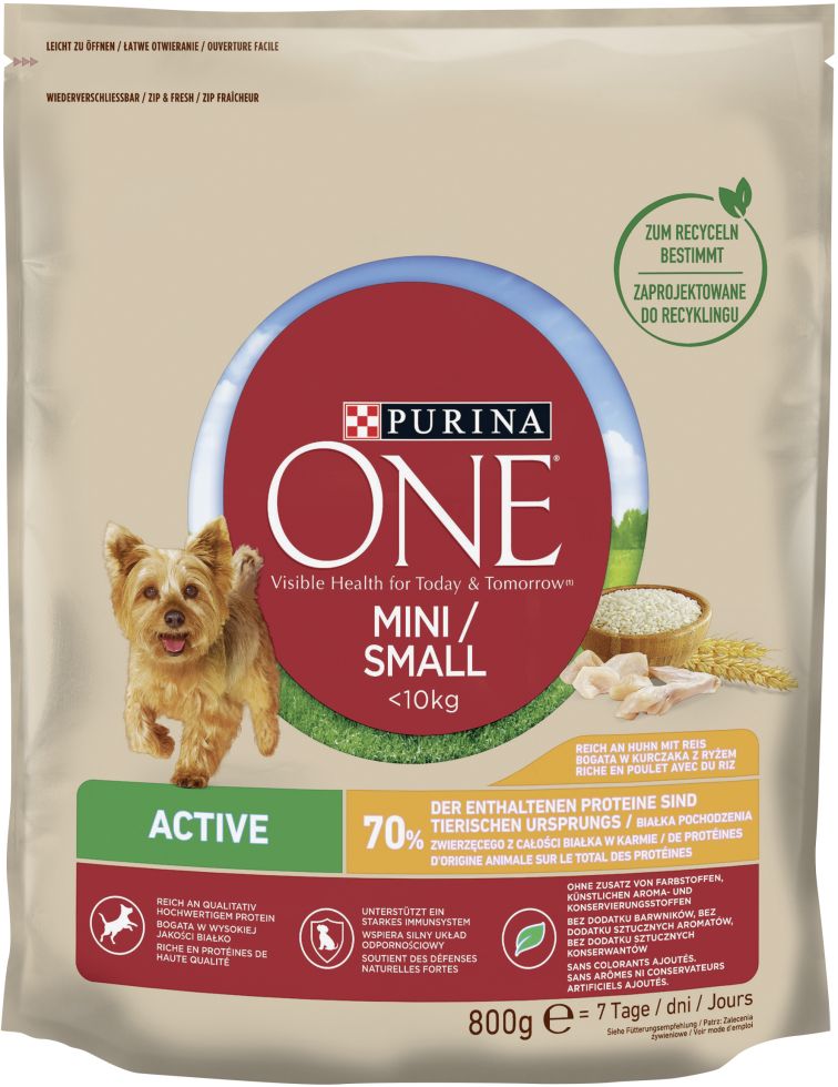 Purina One Hundetrockenfutter Adult Mini 800 g Huhn & Reis