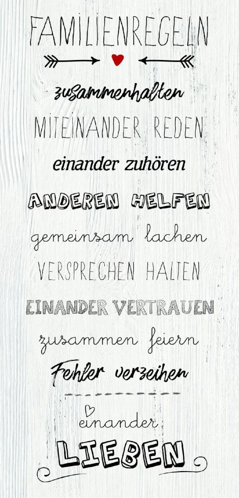 Deco-Block Bild - Familienregeln 60 x 29 cm