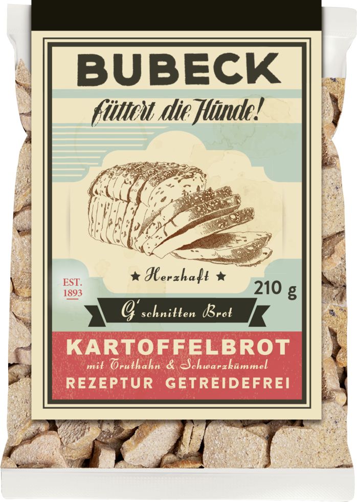 Bubeck G'schnitten Brot mit Truthahn Adult Hundekuchen 210 g