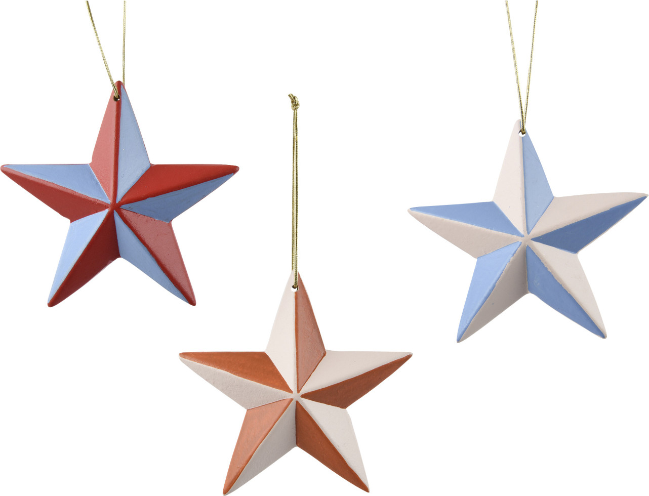 Decoris Weihnachtskugel aus Kunststoff Stern 11 cm 3-fach sortiert