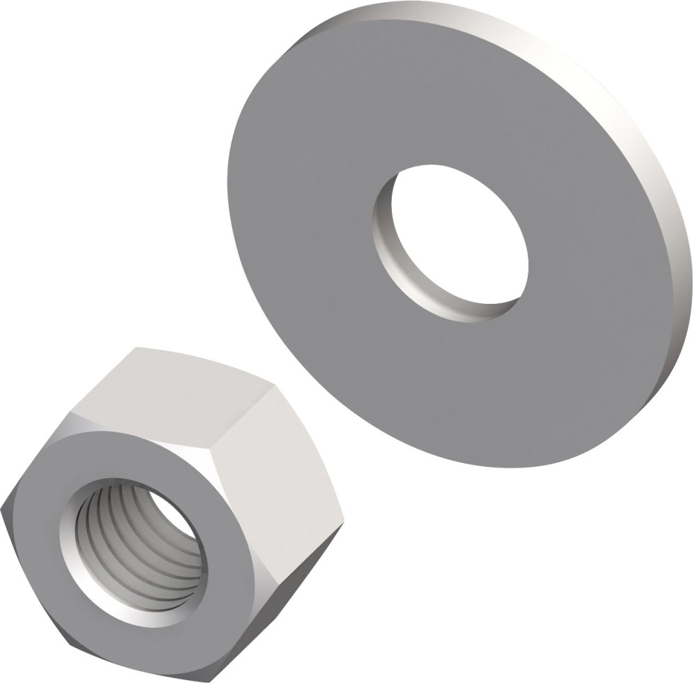 alfer Set: Sechskantmuttern mit Unterlegscheiben M5, EdelStahl roh natur