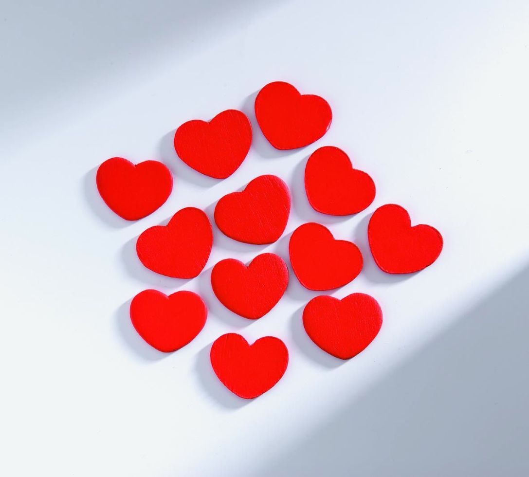 Glorex Holzstreuteile Herz, klein, 12 Stück