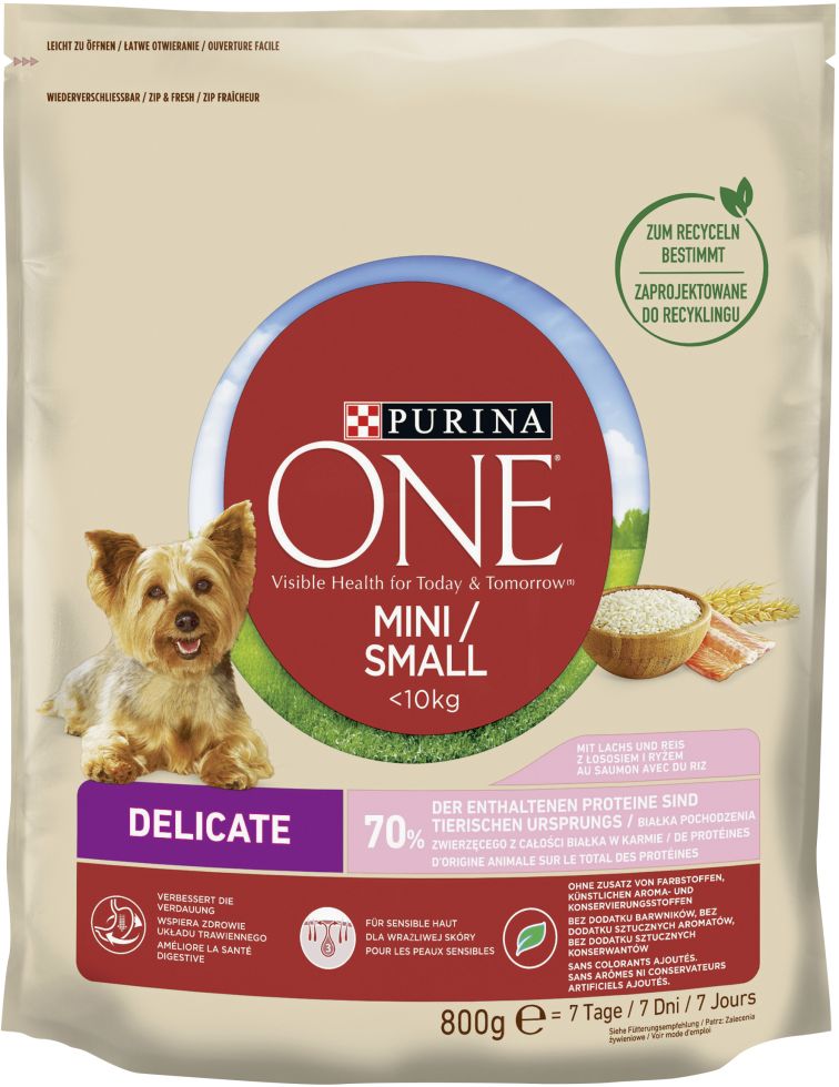 Purina One Hundetrockenfutter Adult Mini 800 g Lachs