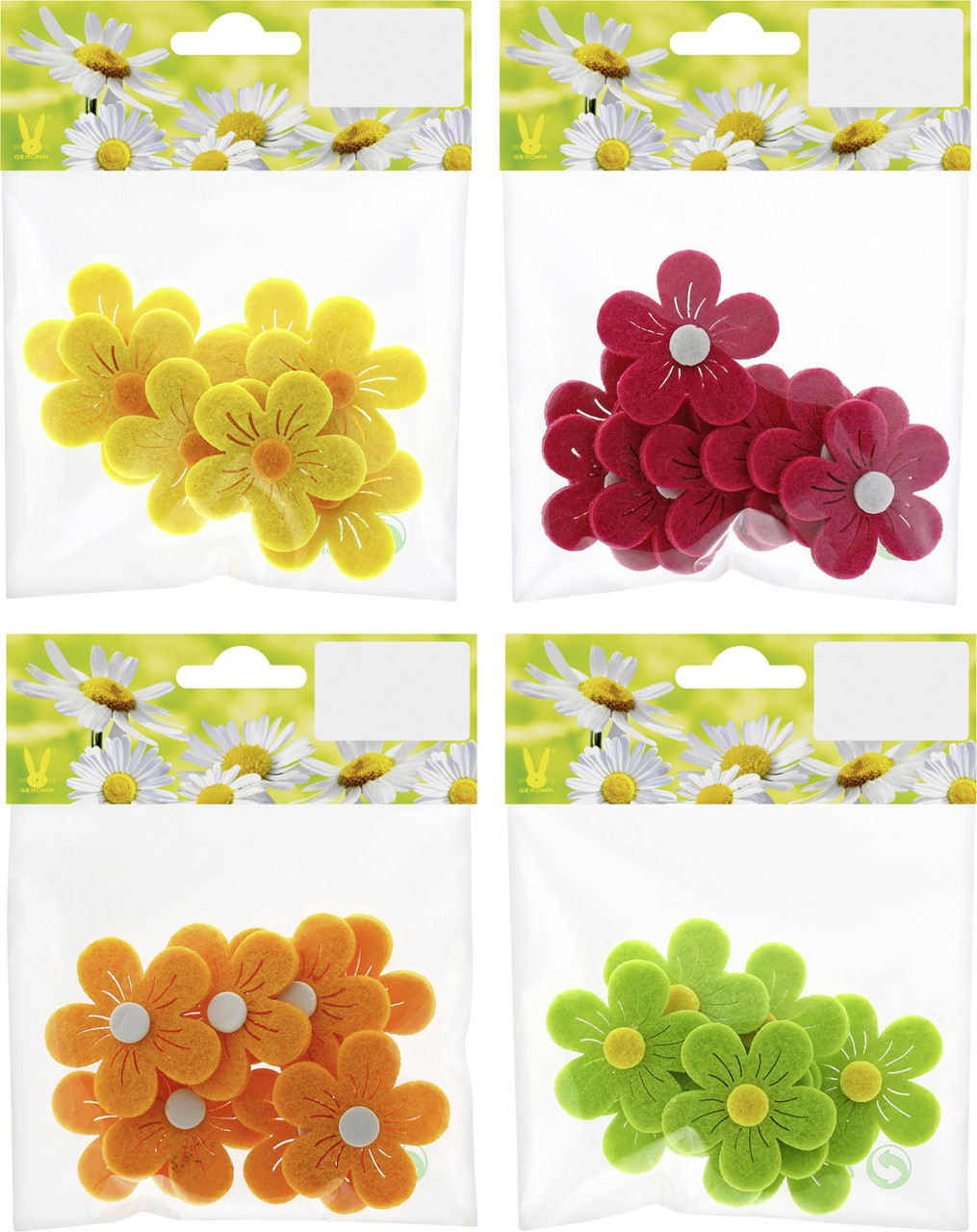 Dekoblüten Filz zum Kleben 8 Stück bunt