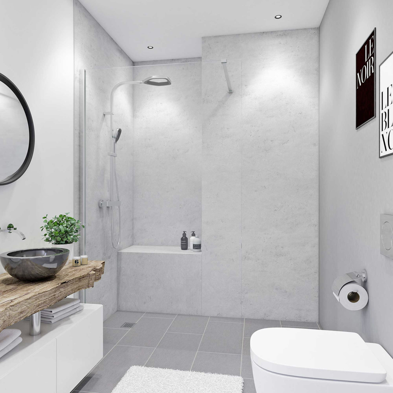Breuer Duschrückwand Soft-Touch Marmor grau Dekor 100 x 210 x 0,3 cm