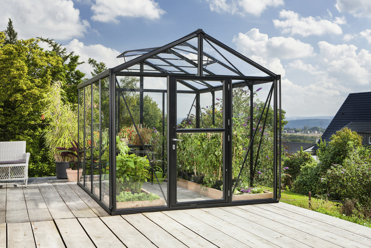 Vitavia Gewächshaus-Set Zeus 8100 ESG/HKP schwarz 266 x 324 cm