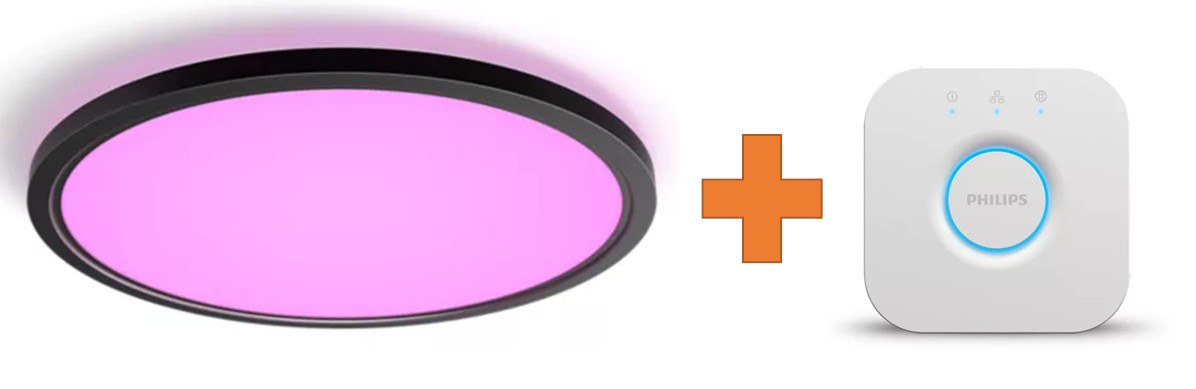 Philips Hue LED Deckenleuchte Tento + Bridge rund schwarz 55 x 55 cm RGB