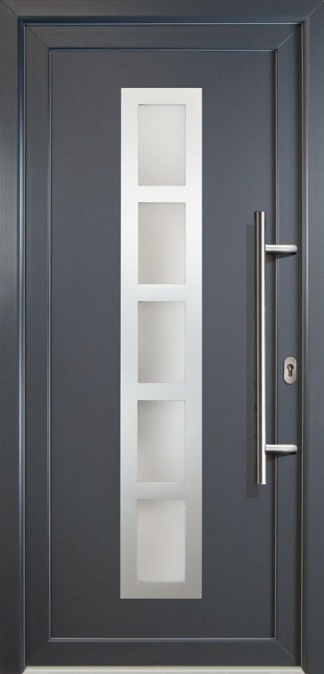 Meeth Haustür Signum PVC Exclusiv PVC Modell 51 98 x 208 cm, DIN rechts, weiß/titan