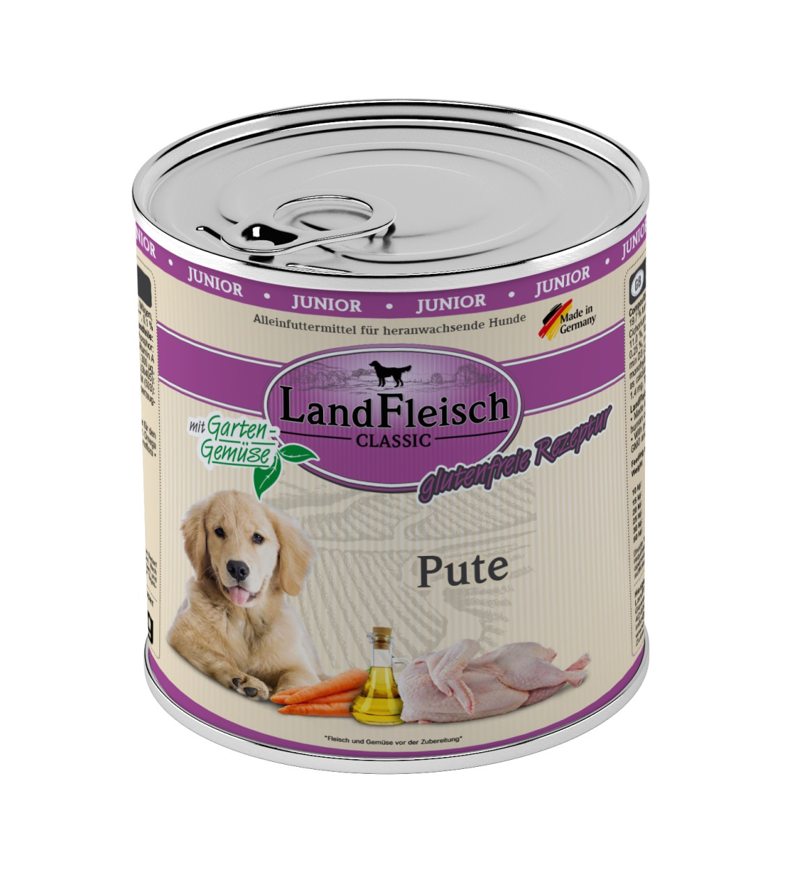 LandFleisch Dog Classic Junior Hundenassfutter Pute 800 g