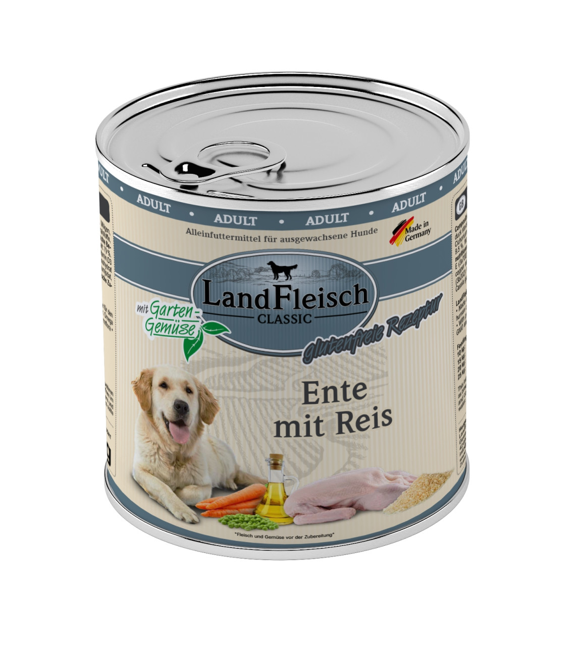 Landfleisch Classic Hundenassfutter Adult glutenfrei 800 g Ente mit Reis