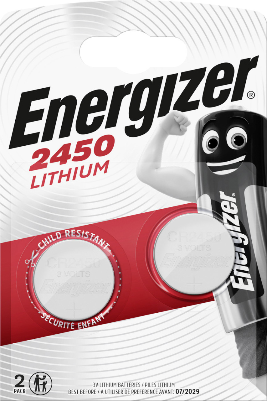 Energizer Knopfzelle CR 2450 Lithium, 3 V, 2er Pack