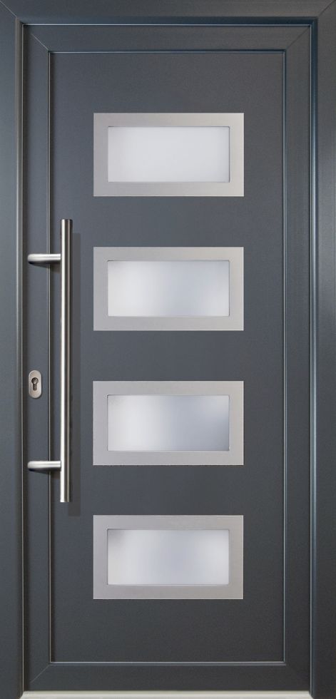 Meeth Haustür Signum Aluminium Modell 92 108 x 208 cm DIN links weiß/titan