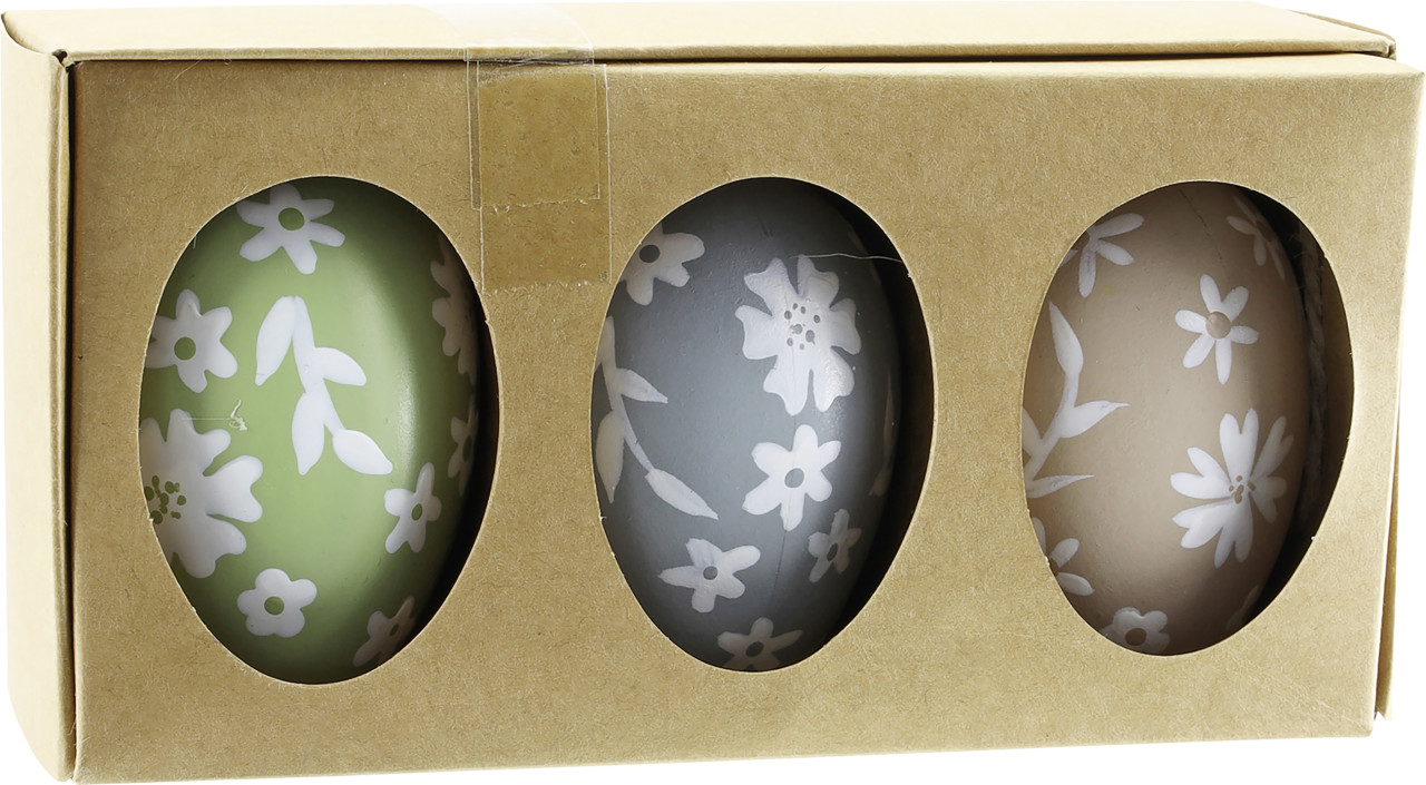 Osterdeko Eier mit Blumen Kunststoff 6 cm bunt