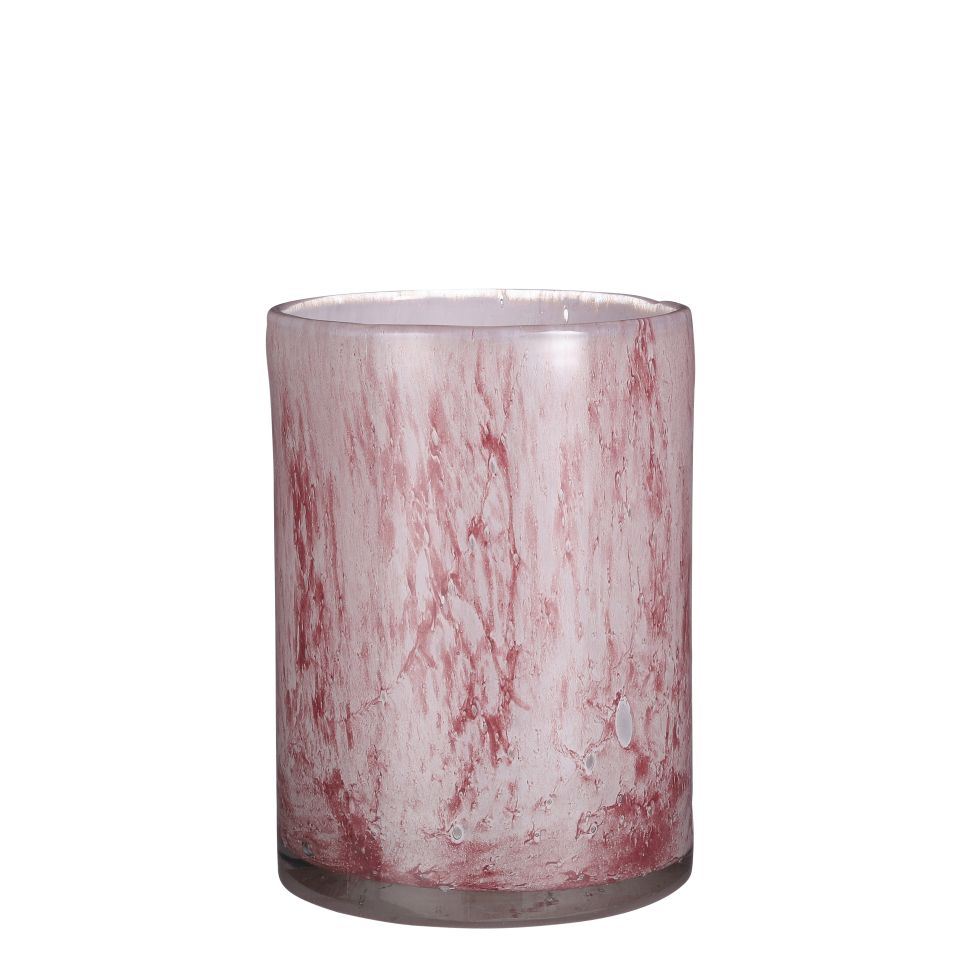 Mica Glas Vase Estelle zylinder hellrosa, 23 x 17 cm