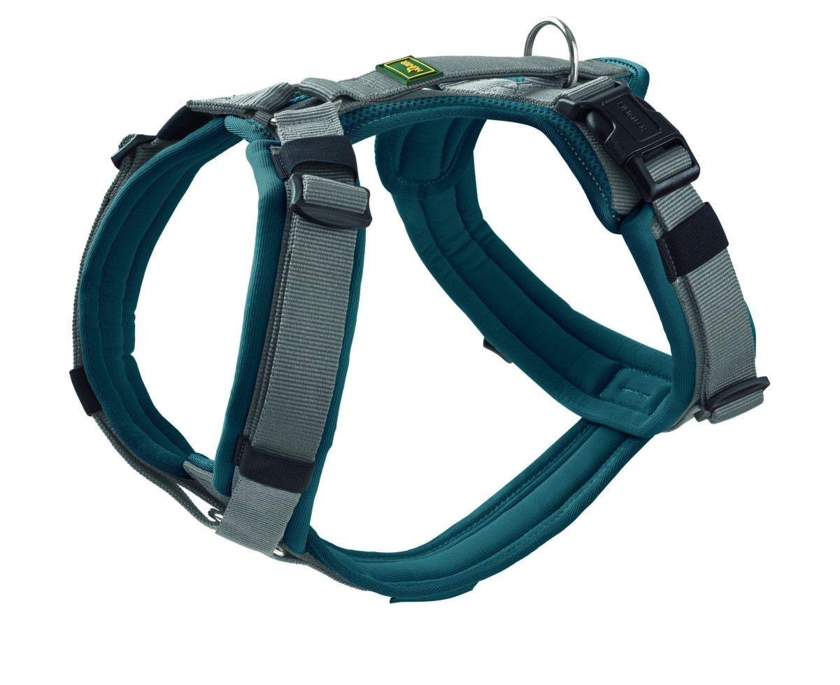 Hunter Hundegeschirr Maldon Up mit Griff S-M petrol/grau