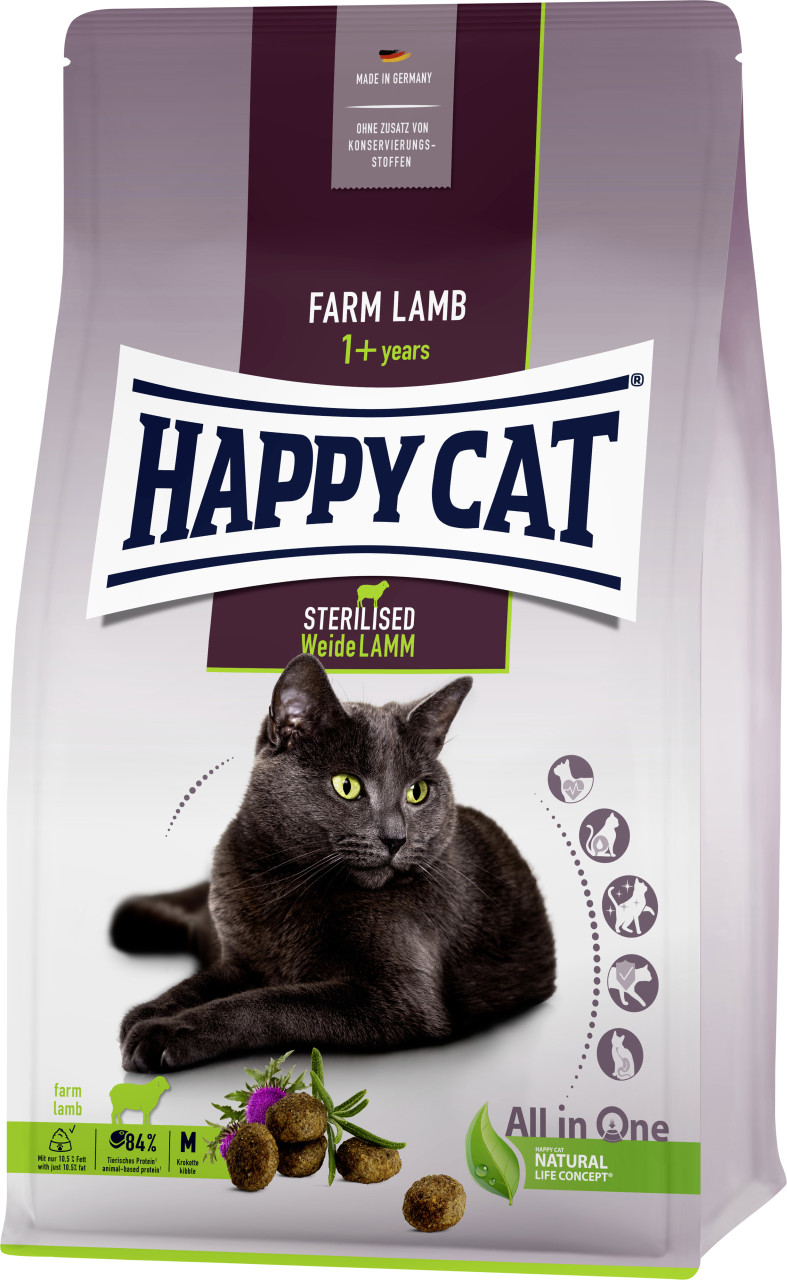 HappyCat Katzenfutter Sterilised Weide-Lamm 300 g