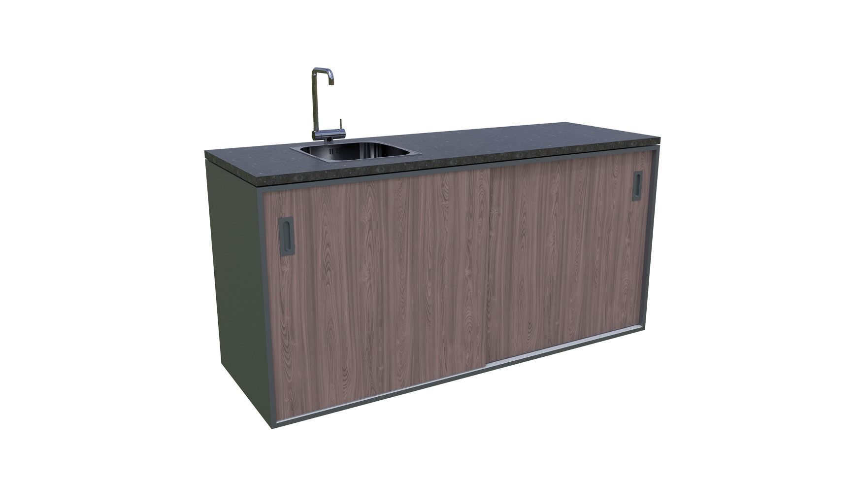 Bellano Living Element für Outdoorküchen inkl. Spüle links und 2 Türen walnuss granit