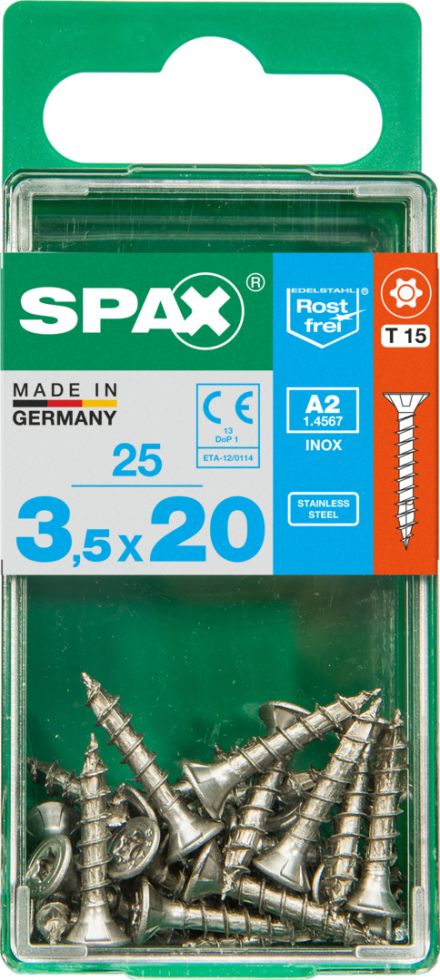 Spax Universalschrauben 3.5 x 20 mm TX 15 - 25 Stück Edelstahl