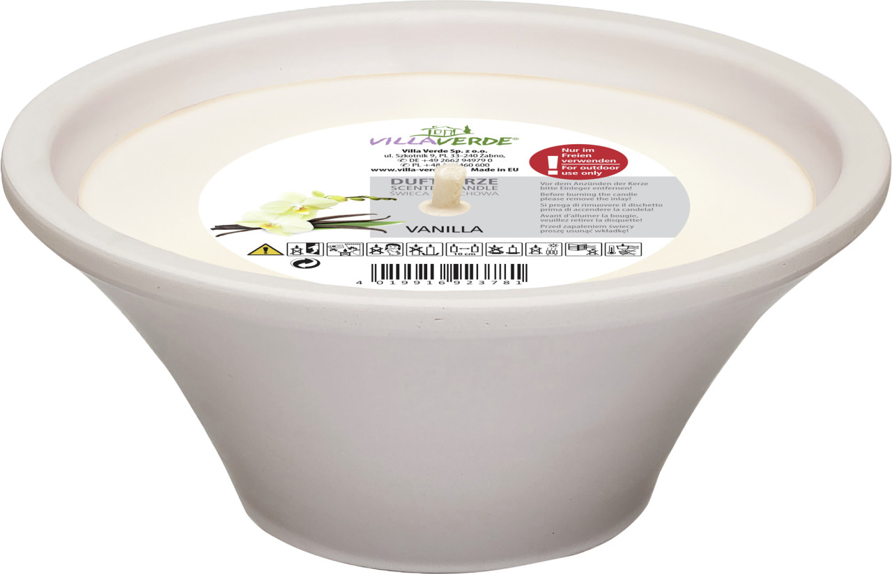 Villa Verde Duftkerze in Keramikschale Vanille, Höhe: 7,5 cm, Ø 18 cm