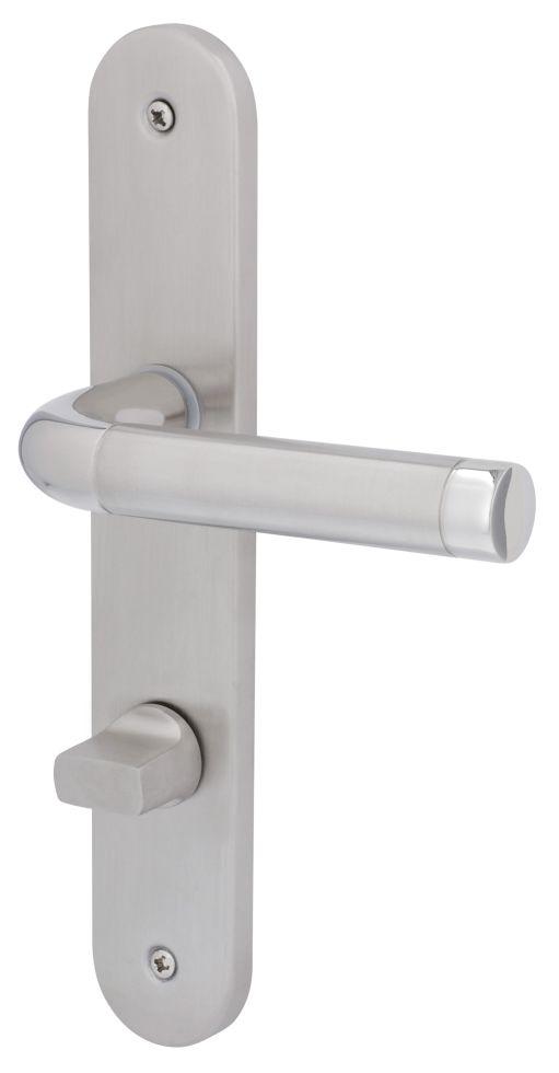 Alpertec WC-Langschildgarnitur Lea Edelstahl Bi-Colour abgerundet