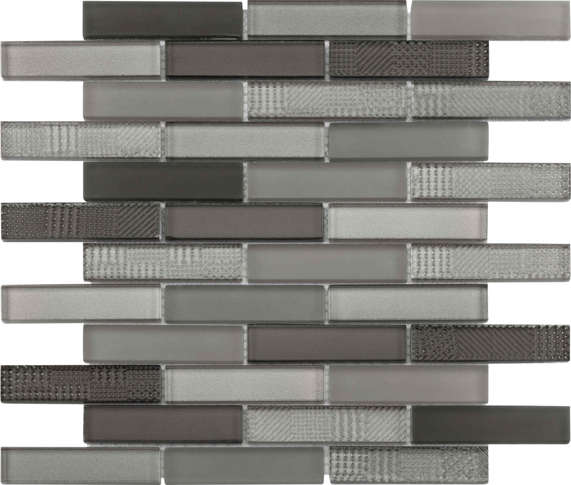 Mosaikfliese Glas Stäbchen 30 x 30 cm schwarz-grau