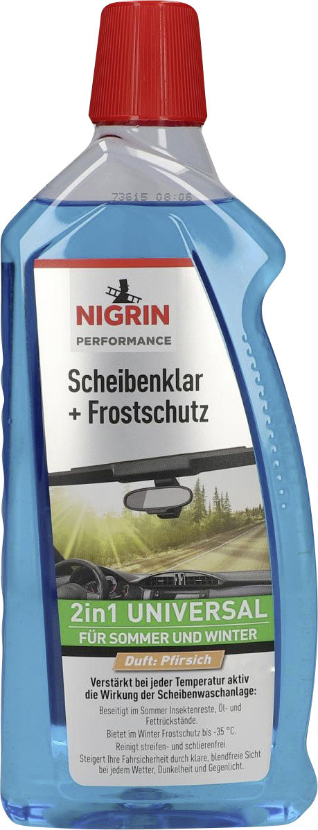 Nigrin Scheibenklar & Frostschutz -35°C für Sommer und Winter Pfirsich 1L