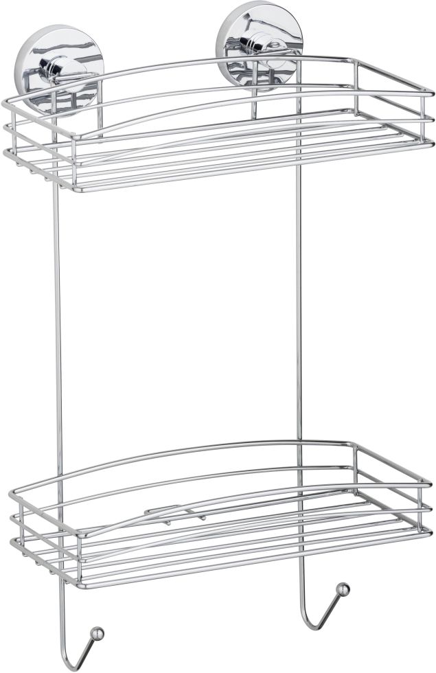 Wenko Wandregal Vacuum-Loc Stahl, chrom, 2 Ablagen