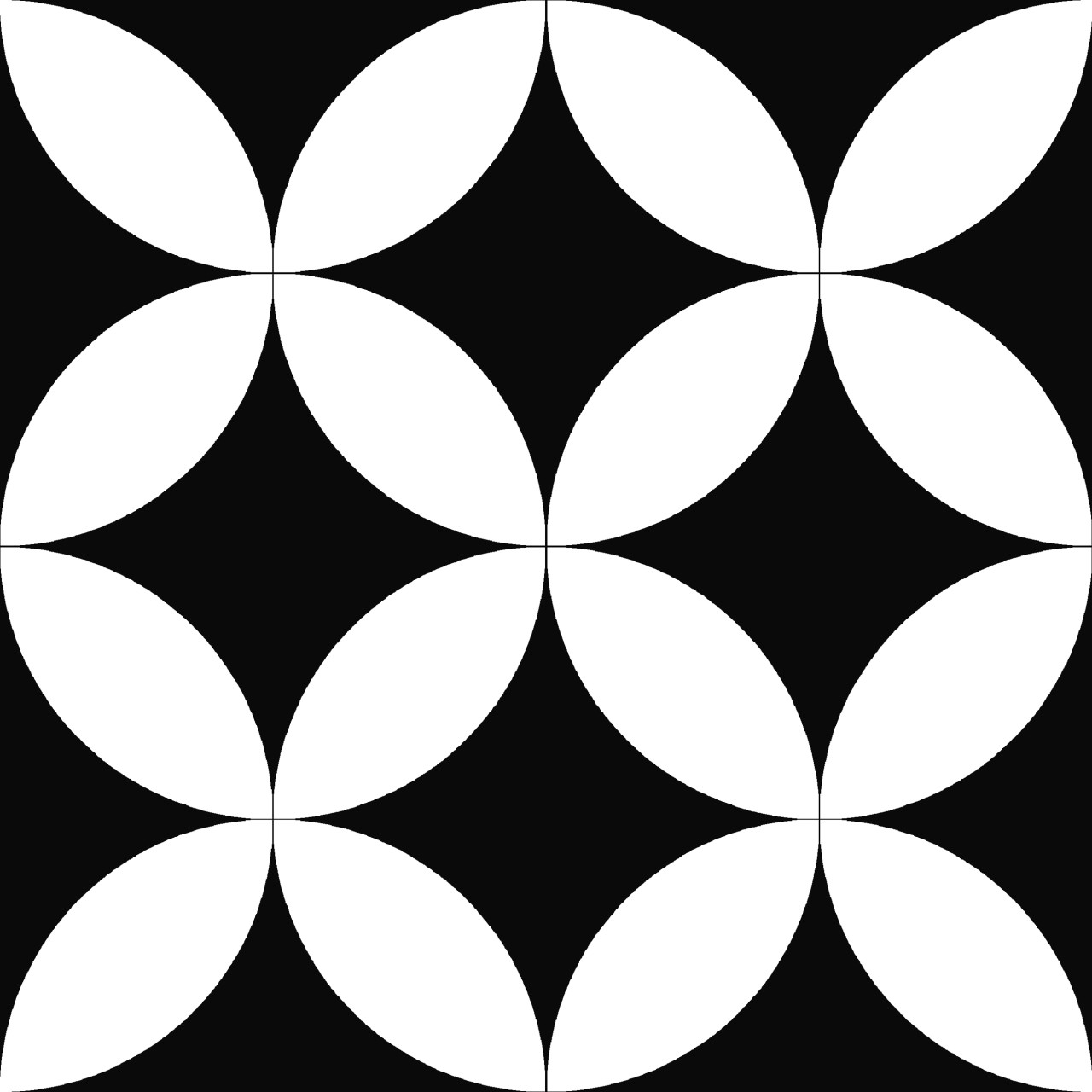 Bodenfliese Feinsteinzeug Casablanca Circle 20 x 20 cm weiß-schwarz