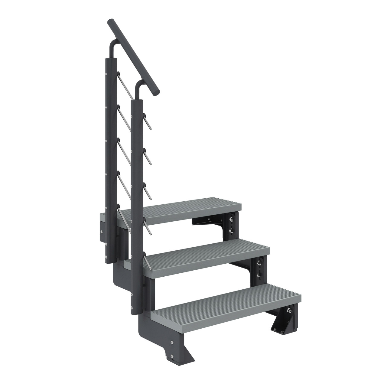 Dolle Außentreppe Trimax Gardentop 3 Stufen 80 cm inkl. einseitigem Geländer grau