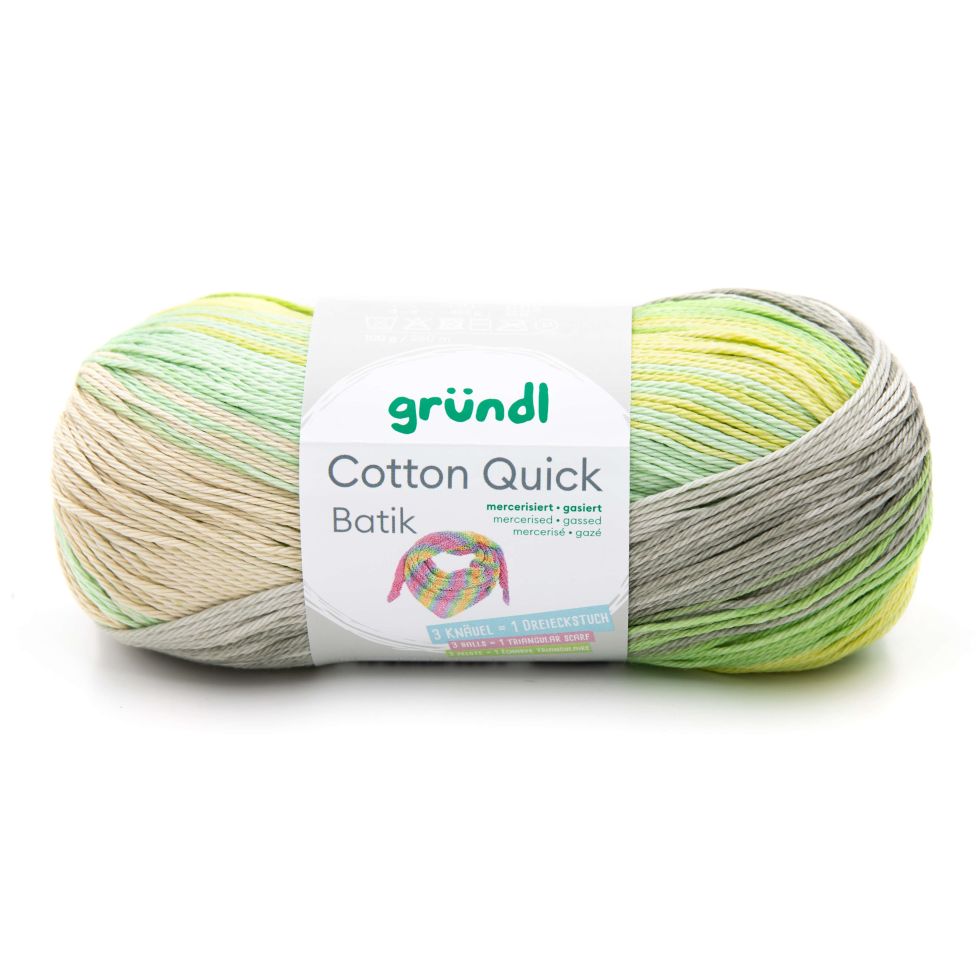 Gründl Wolle Cotton Quick Batik 100 g natur türkis gelb grün