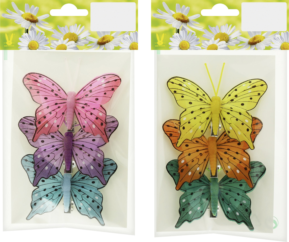 Dekoclips Schmetterling 8 cm 3 Stück bunt
