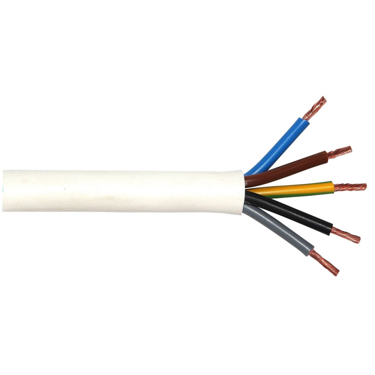 Herdanschlusskabel H05VV-F 5 x 2,5 - 1,5 Meter, weiß