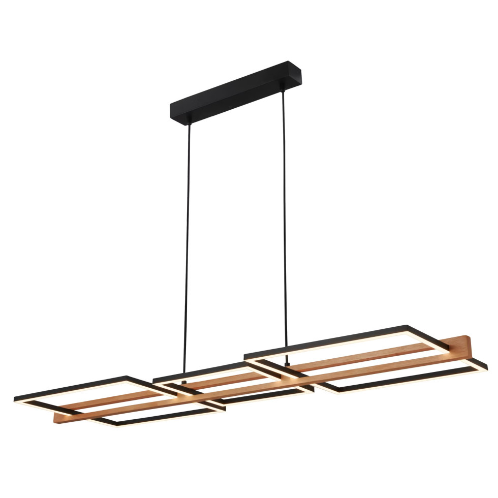 Briloner LED-Pendelleuchte MOLDURA schwarz Holz 36W