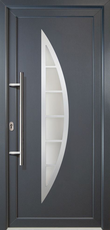 Meeth Haustür Signum PVC Exclusiv PVC Modell 28 88 x 200 cm, DIN links, weiß/titan