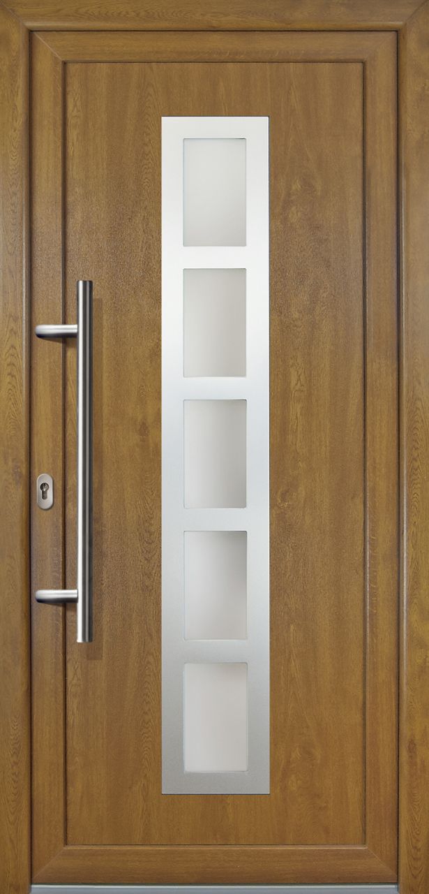 Meeth Haustür Signum PVC Exclusiv PVC Modell 51 98 x 208 cm, DIN links, weiß/golden Oak