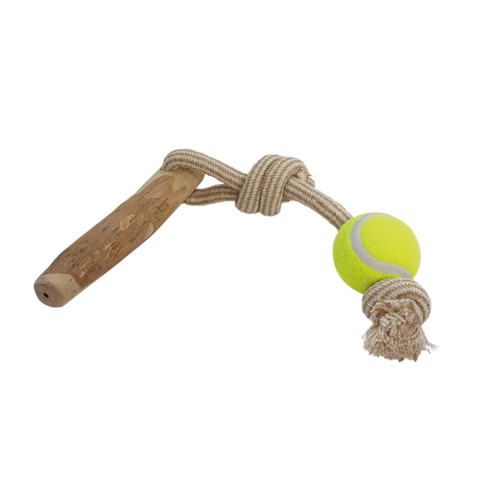 Nobby Hundespielzeug Kaffeeholz mit Seil und Ball ca. 48 cm
