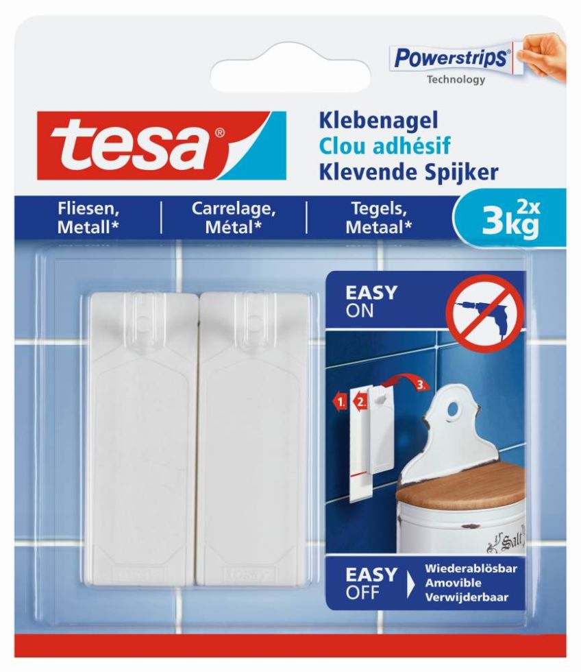 tesa Klebenagel Traglast 3 kg, 2 Stück