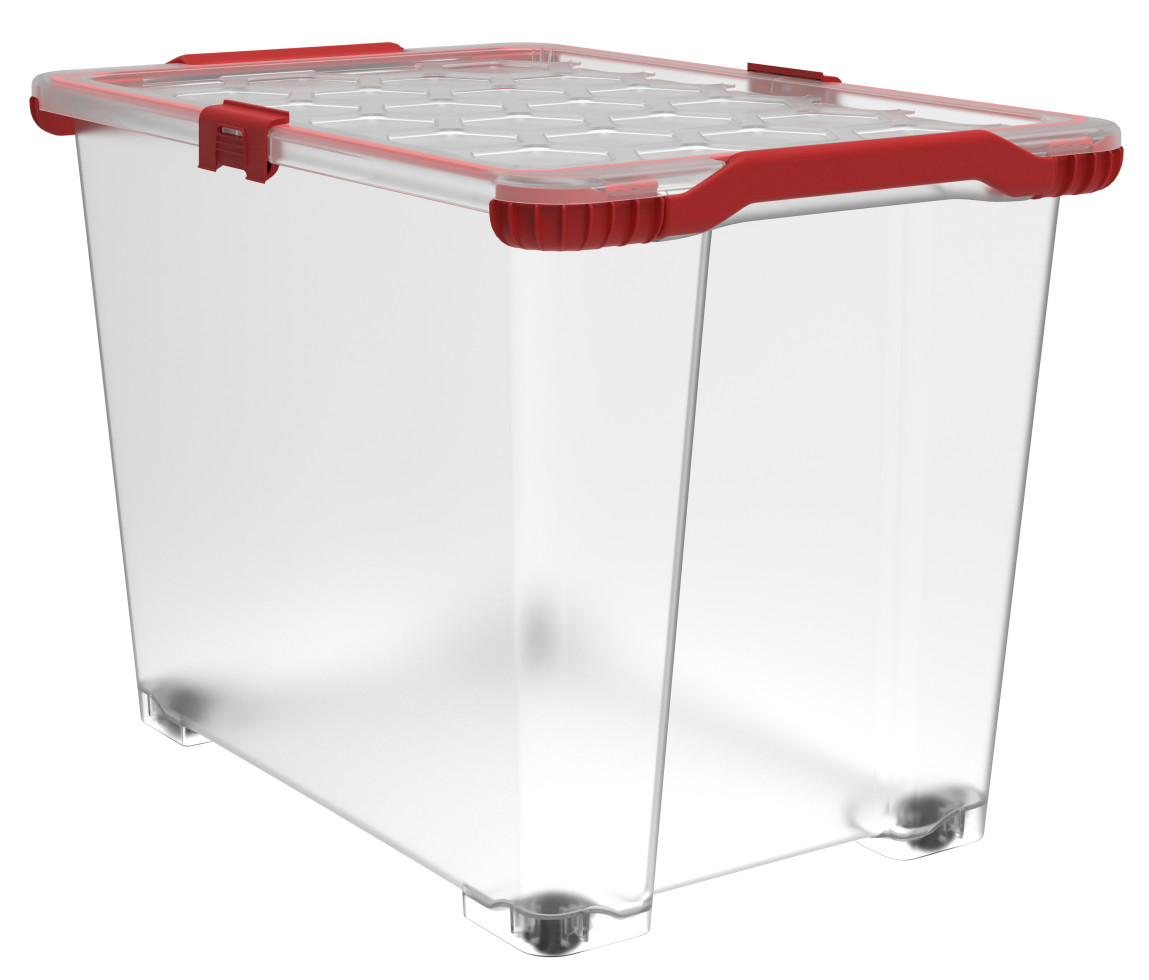 Rotho Aufbewahrungsbox Evo Total mit Rollen und Deckel 65 L transparent