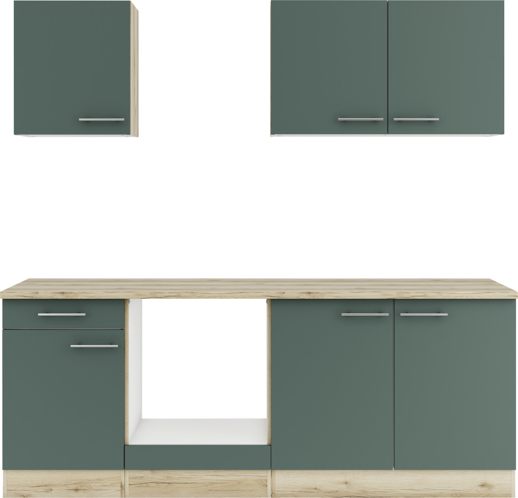 Optifit Küchenblock Savona 405 ohne Geräte Steingrün 210 cm