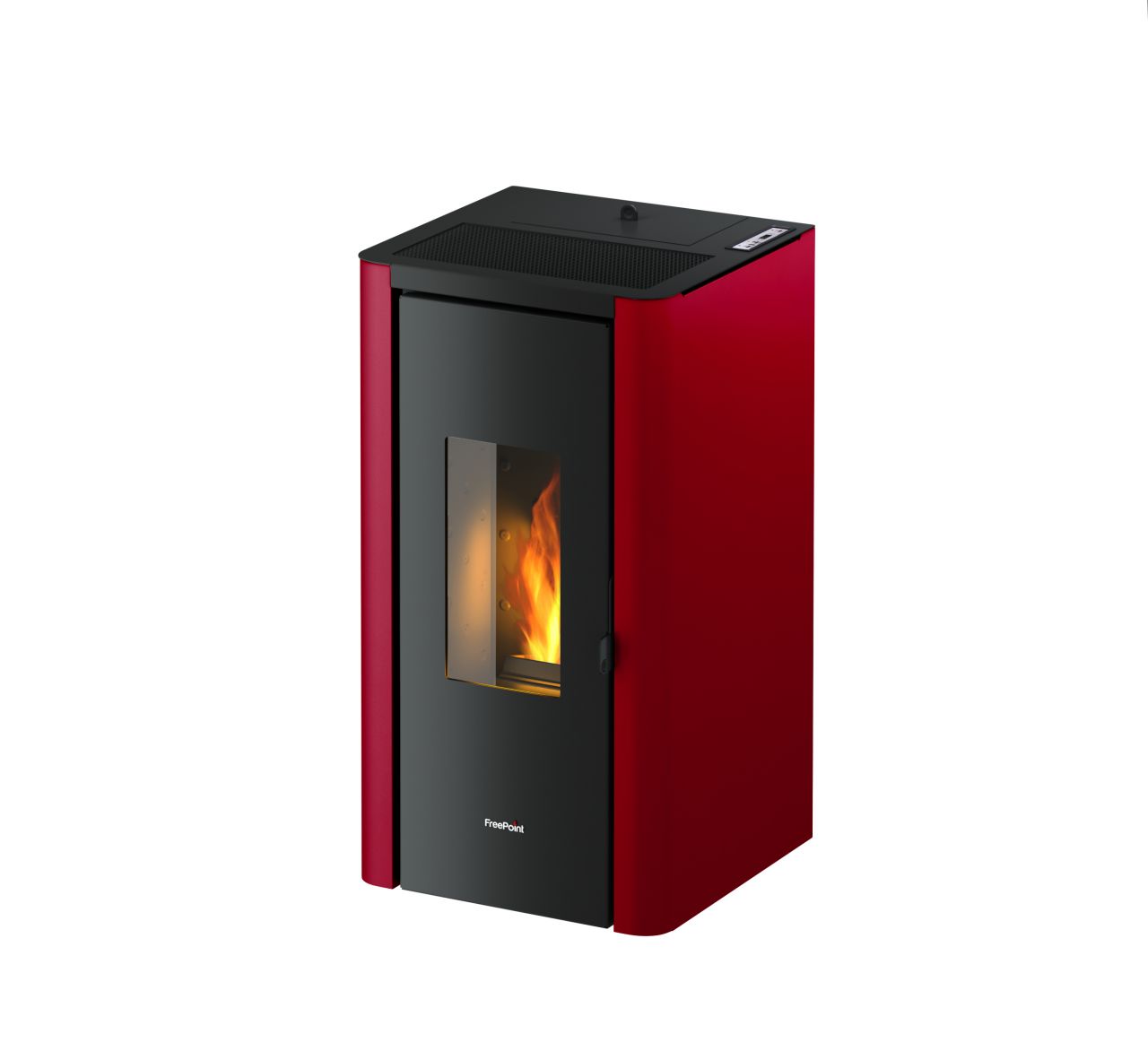 Freepoint Pelletofen Indigo bordeaux schwarz, bordeaux, bis 7kW Heizleistung